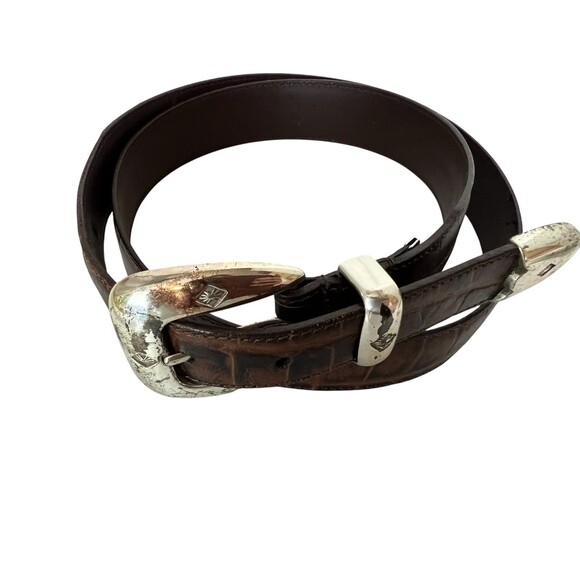 Footjoy Men's 69645 Contoured Brown Embossed Leather Belt Size 38 Golf Casual - Picture 4 of 13